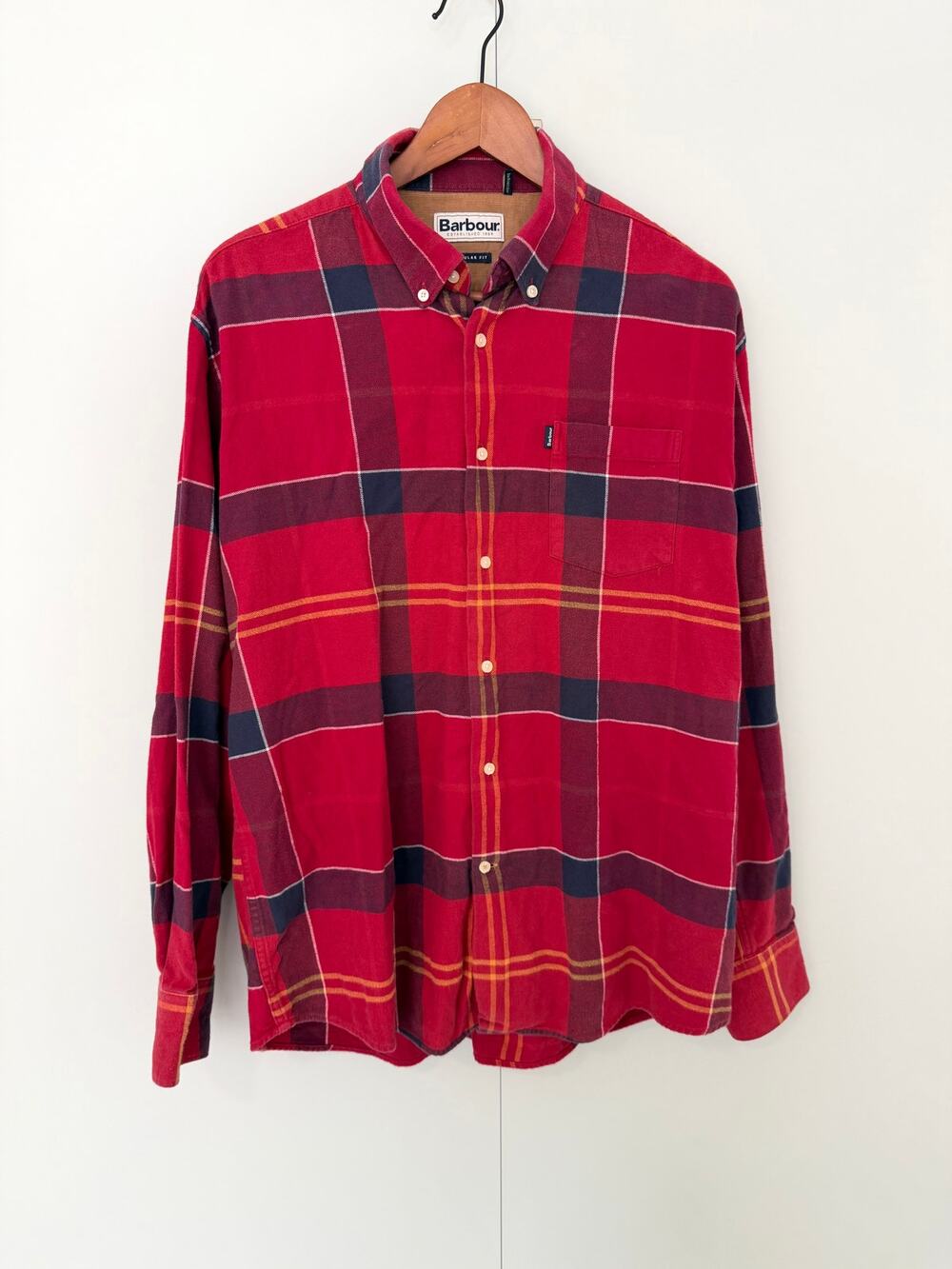 BARBOUR Men's Dunoon Tailored Cotton Shirt in Red Plaid Tartan